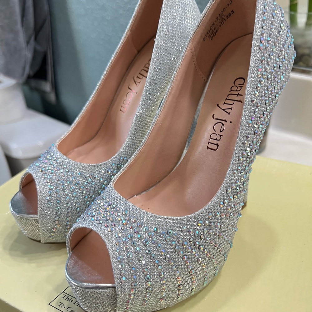Silver Rhinestone Heels - Picture 4 of 7